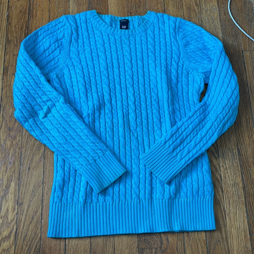 GAP Y2K Turquoise Cable Knit Sweater Size L